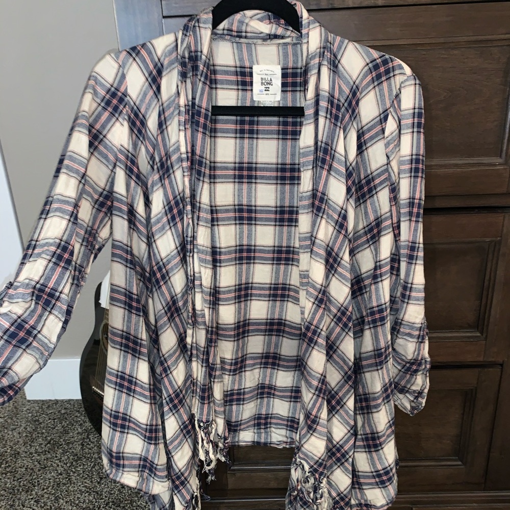 Flannel open cardigan